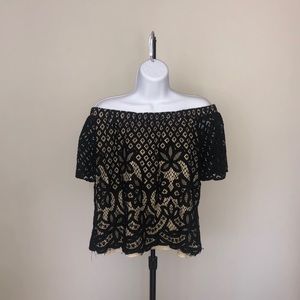 JELLA COUTURE Off-the-shoulder lace blouse